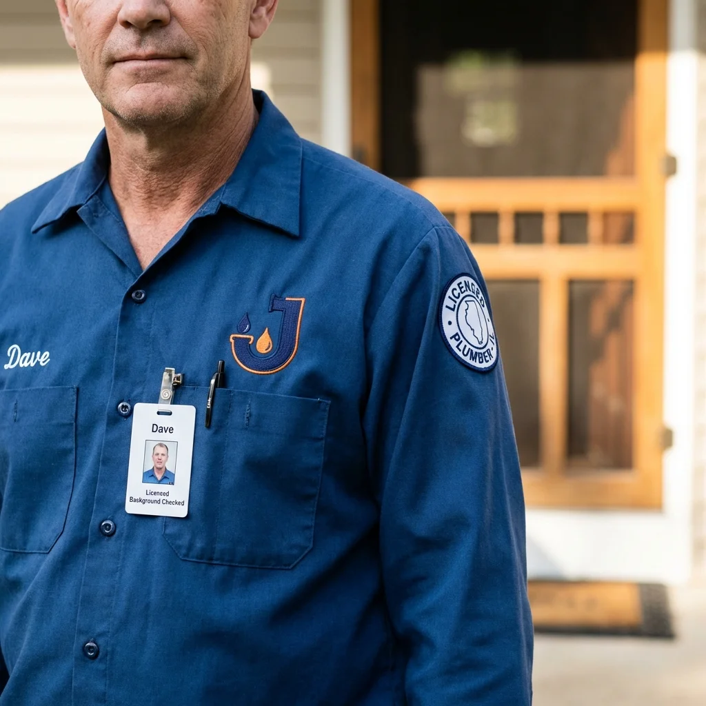 Licensed plumber showing ID badge in Canyon City, OR