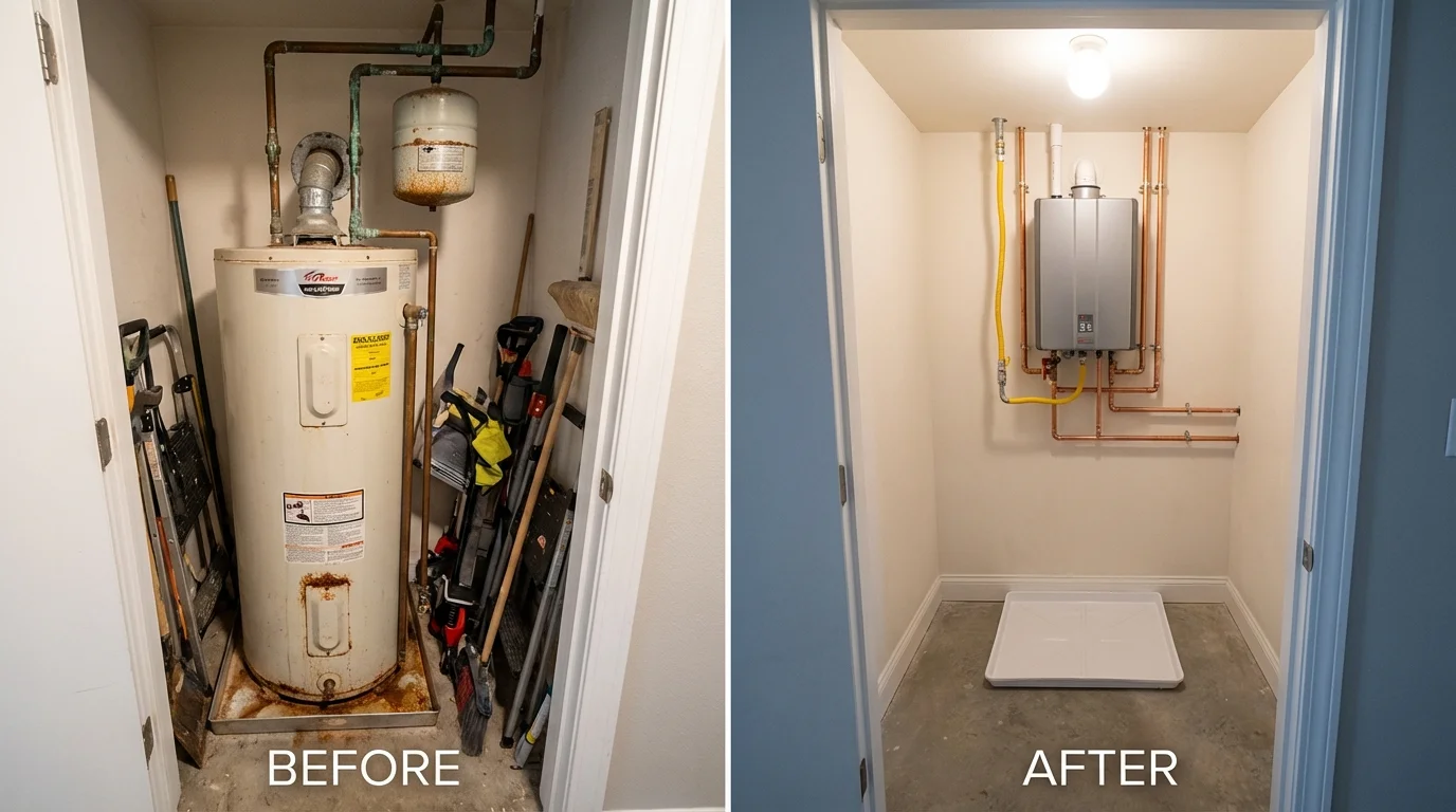 Tank water heater versus wall-mounted tankless unit comparison for Canyon City, OR homeowners