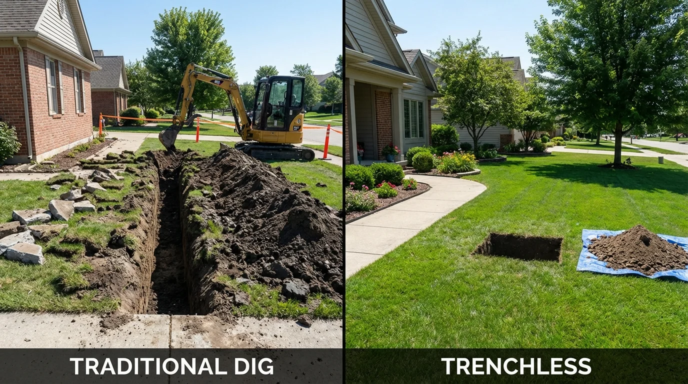 Trenchless sewer repair with minimal yard damage versus traditional excavation in Canyon City, OR